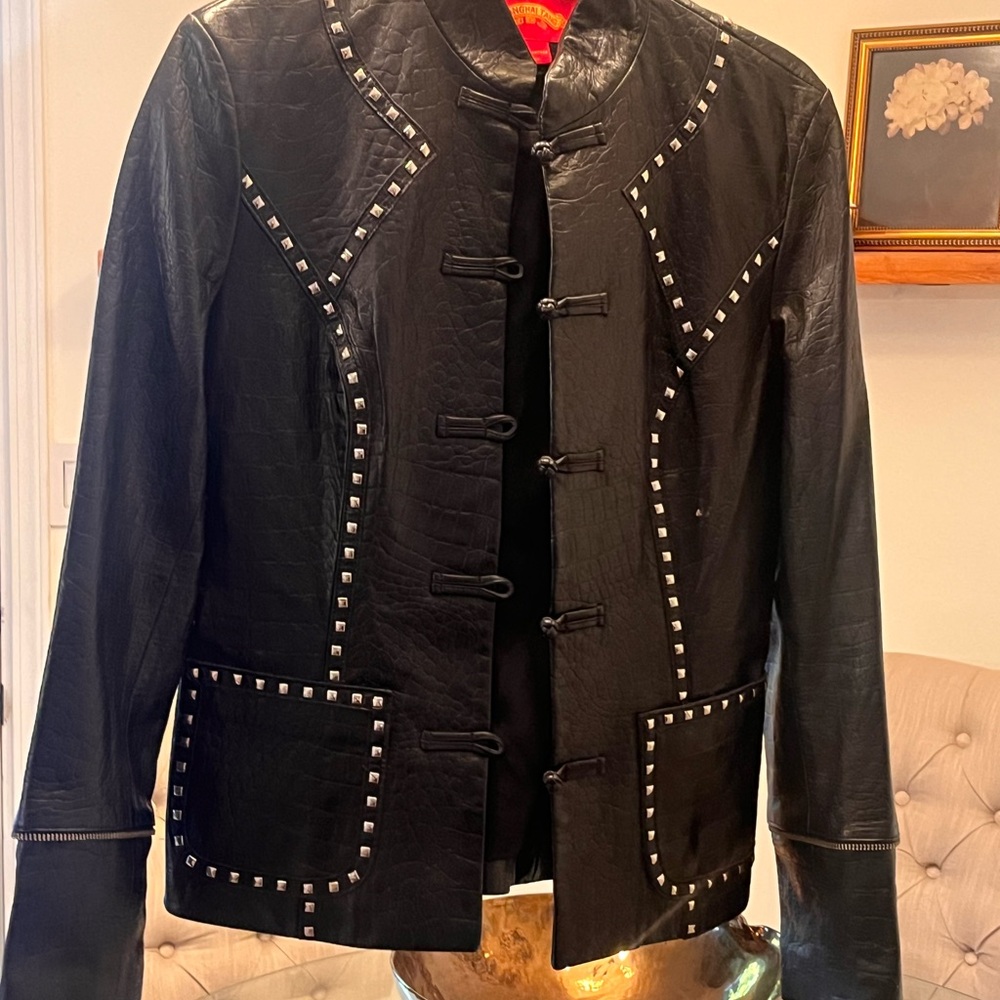 Vintage leather studded jacket
